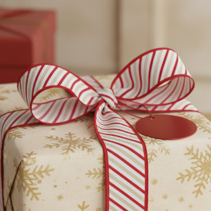 Chic 1.5" Red and Gold Candy Cane Striped Xmas Grosgrain Ribbon