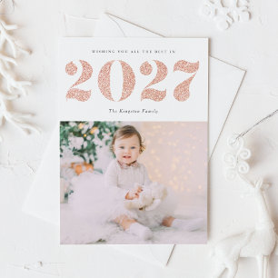 Chic 2022 Rose Gold Glitter Happy New Year Photo Holiday Postcard