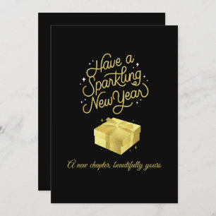 Chic 2026 New Year' Eve Party Gold Glitter Black  Holiday Card