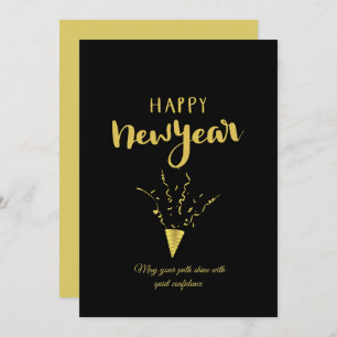 Chic 2026 New Year' Eve Party Gold Glitter Black  Holiday Card