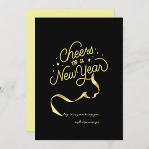 Chic 2026 New Year' Eve Party Gold Glitter Black  Holiday Card
