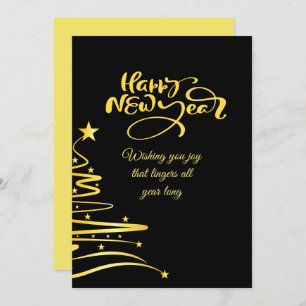 Chic 2026 New Year' Eve Party Gold Glitter Black Holiday Card