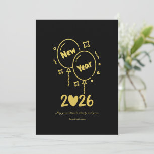Chic 2026 New Year' Eve Party Gold Glitter Black Holiday Card