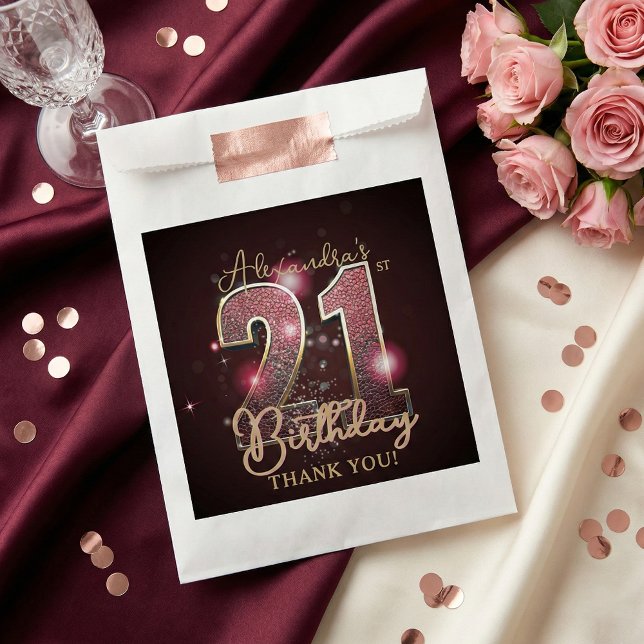 Chic 21st Birthday Party Rose Gold Black Glamour Favour Bags (Creator Uploaded)