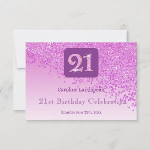 Chic 21st Birthday Pink Glitter RSVP Card