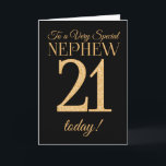 Chic 21st Gold-effect on Black, Nephew Birthday Card<br><div class="desc">The chic 21st Birthday Card for a 'Very Special Nephew',  with a number 21 composed of gold-effect numbers and the word 'Great-Grandson',  in gold-effect,  on a black background. The inside message,  which you can change if you wish,  is 'Happy Birthday'</div>