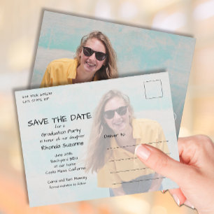 Chic 2 Photo Graduation Save the Date Postcard