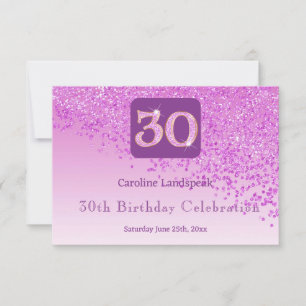 Chic 30 Birthday Pink Glitter RSVP Card