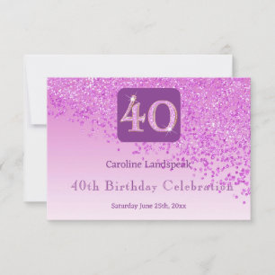 Chic 40 Birthday Pink Glitter RSVP Card