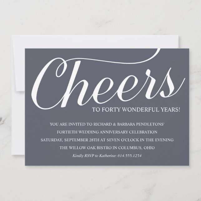 Chic 40th Wedding Anniversary Party Invitation (Front)