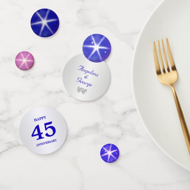 Chic 45th Sapphire Wedding Anniversary Confetti (Group)