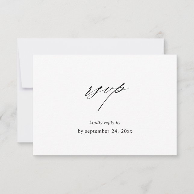 Chic 4 Black & White with Meal RSVP Card (Front)