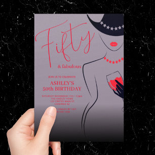 Chic 50 and Fabulous Lilac Birthday Invitation