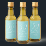 Chic 50 Fabulous Blue Name 50th Birthday Wine Label<br><div class="desc">Celebrate turning 50 in style with this blue elegant 50th birthday wine label with the text 50 and fabulous in white chic script calligraphy and modern typography. Simply add your name and your 50th birthday party gift wine labels are ready to go. Exclusively designed for you by Happy Dolphin Studio....</div>