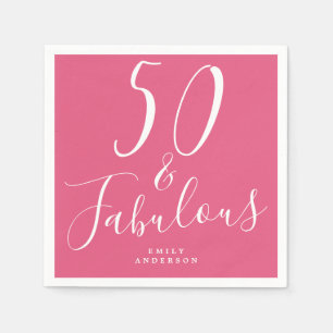 Chic 50 Fabulous Hot Pink 50th Birthday Napkin
