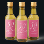 Chic 50 Fabulous Hot Pink Name 50th Birthday Wine Label<br><div class="desc">Celebrate turning 50 in style with this hot pink elegant 50th birthday wine label with the text 50 and fabulous in white chic script calligraphy and modern typography. Simply add your name and your 50th birthday party gift wine labels are ready to go. Exclusively designed for you by Happy Dolphin...</div>