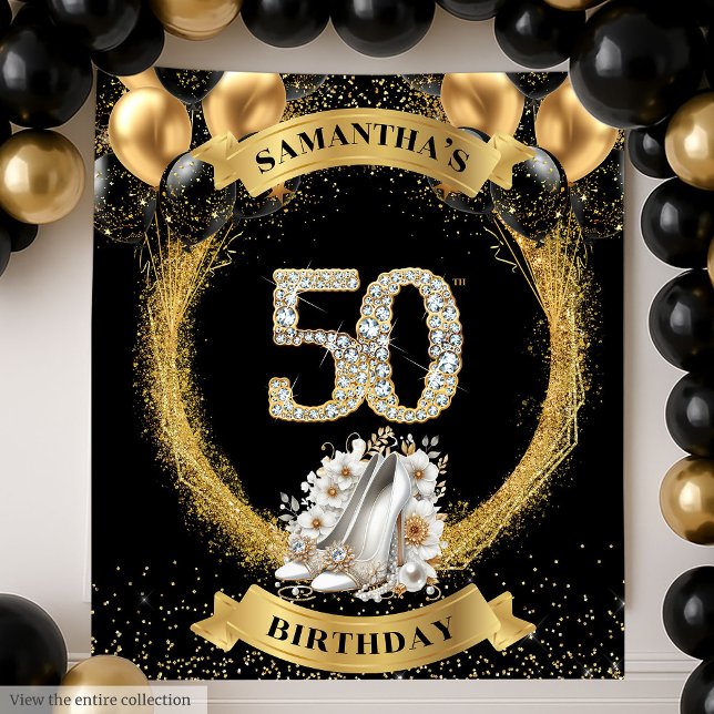 Chic 50th Birthday Diamond Numbers High Heels Tapestry (Chic 50th Birthday Diamond Numbers High Heels Tapestry)