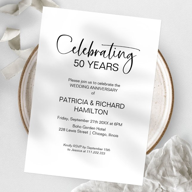 Chic 50th Wedding Anniversary Invitations (Creator Uploaded)