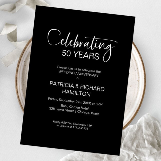 Chic 50th Wedding Anniversary Invitations (Creator Uploaded)