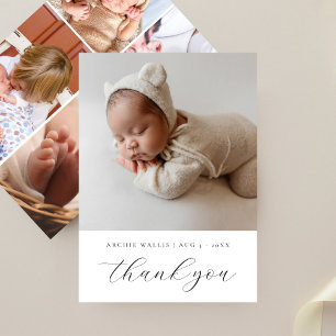 Chic 5 Photo Collage Birth Announcement Thank You