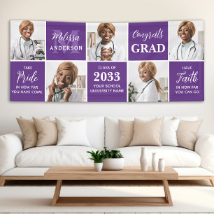 Chic 5 Photo Collage Personalized Graduation Banner