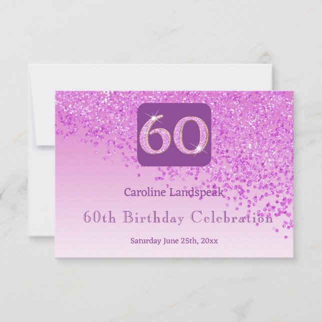 Chic 60 Birthday Pink Glitter RSVP (Front)