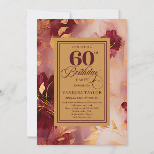 Chic 60th Birthday Marsala Blush Gold Boho Invite