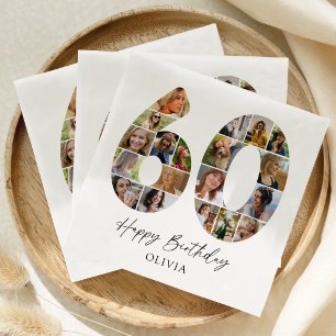 Chic 60th Birthday Photo Collage Napkins
