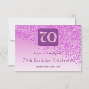 Chic 70 Birthday Pink Glitter RSVP Card