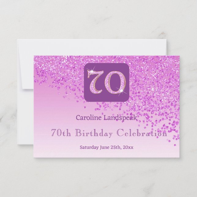 Chic 70 Birthday Pink Glitter RSVP Card (Front)