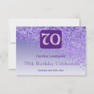 Chic 70 Birthday Purple Glitter RSVP Card