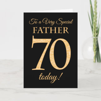 Chic 70th Gold-effect on Black, Father Birthday Card