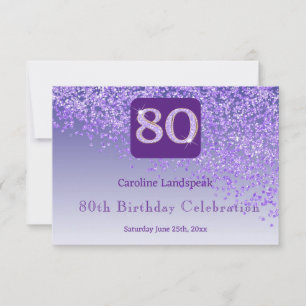 Chic 80 Birthday Purple Glitter RSVP Card