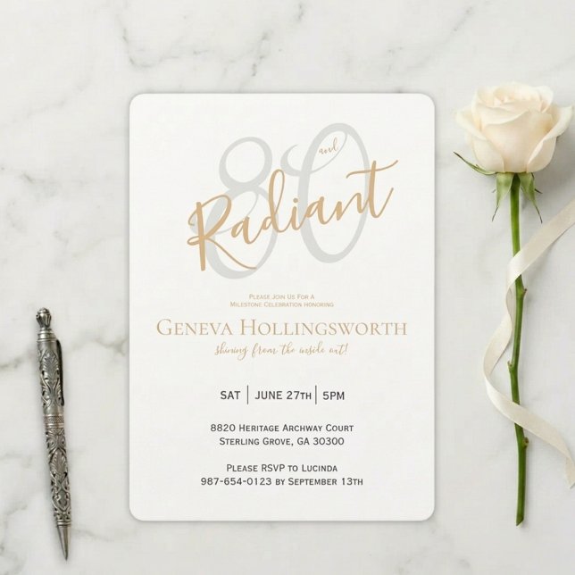Chic 80th Silver Gold Typography Birthday Tribute Invitation (Creator Uploaded)