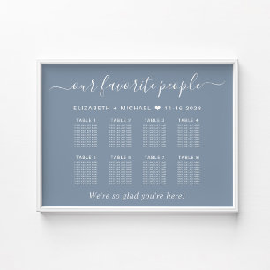 Chic 8 Table Dusty Blue Wedding Seating Chart