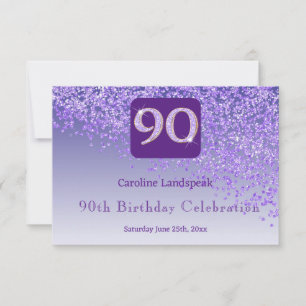 Chic 90 Birthday Purple Glitter RSVP Card