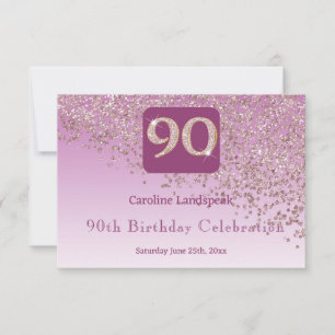 Chic 90 Birthday Rose Gold Glitter RSVP Card