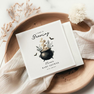 Chic 'a Baby is Brewing' Halloween Baby Shower  Napkin