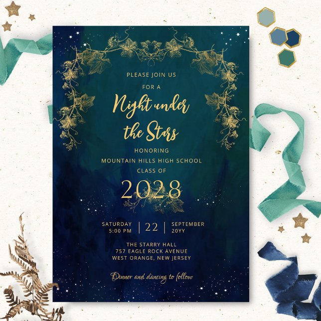 Chic A Night Under The Stars School Graduation Invitation (Creator Uploaded)