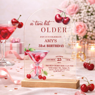 Chic A Tini Bit Older Cherry Martini 31st Birthday Acrylic Invitations