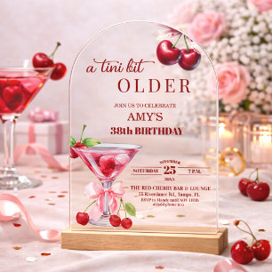 Chic A Tini Bit Older Cherry Martini 38th Birthday Acrylic Invitations