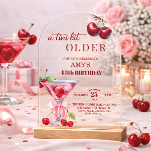 Chic A Tini Bit Older Cherry Martini 45th Birthday Acrylic Invitations