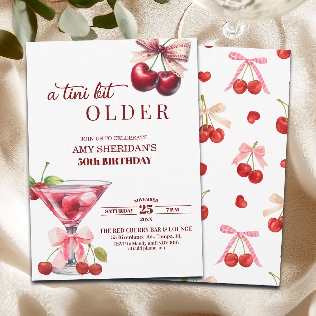 Chic A Tini Bit Older Cherry Martini 50th Birthday Invitation (Creator Uploaded)