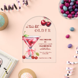 Chic A Tini Bit Older Cherry Martini 53rd Birthday Acrylic Invitations