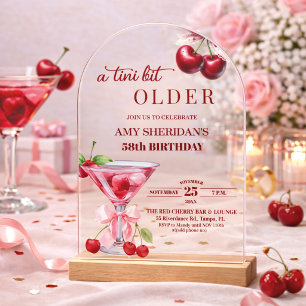 Chic A Tini Bit Older Cherry Martini 58th Birthday Acrylic Invitations
