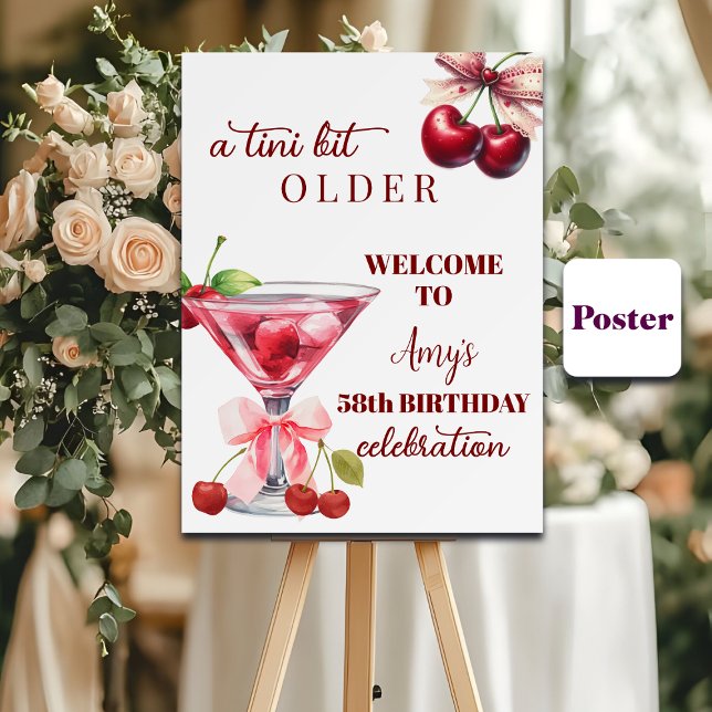 Chic A Tini Bit Older Cherry Martini 58th Birthday Poster (Creator Uploaded)