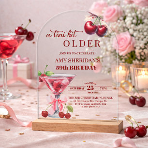 Chic A Tini Bit Older Cherry Martini 59th Birthday Acrylic Invitations