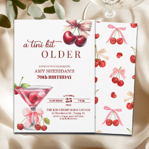 Chic A Tini Bit Older Cherry Martini 70th Birthday Invitation