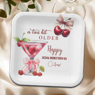 Chic A Tini Bit Older Cherry Martini 85th Birthday Paper Plate
