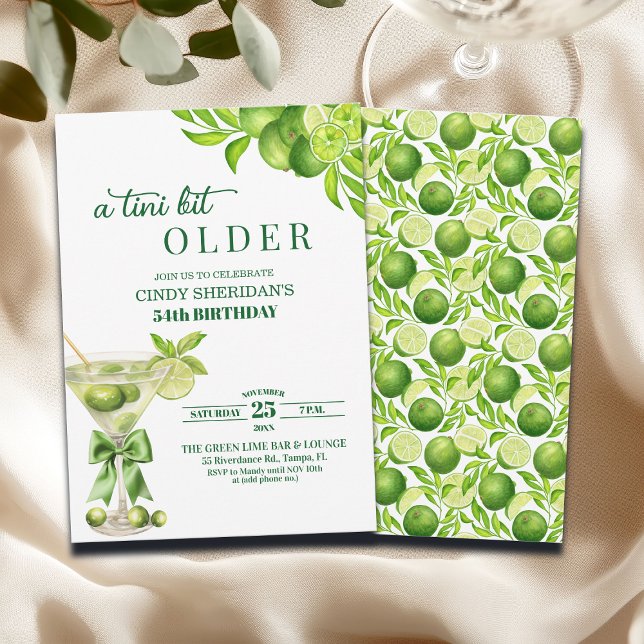 Chic A Tini Bit Older Lime Martini 54th Birthday Invitation (Creator Uploaded)